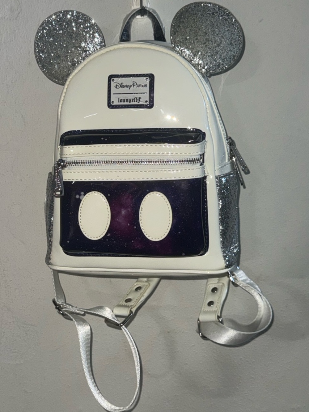 Disney Parks x Loungefly Space Mountain White & Silver Mickey Ear Mini BackpacK